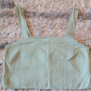 NWOT Rachel Zoe Linen Blend Cropped Top Adjustable Straps| Green| Women Size: S